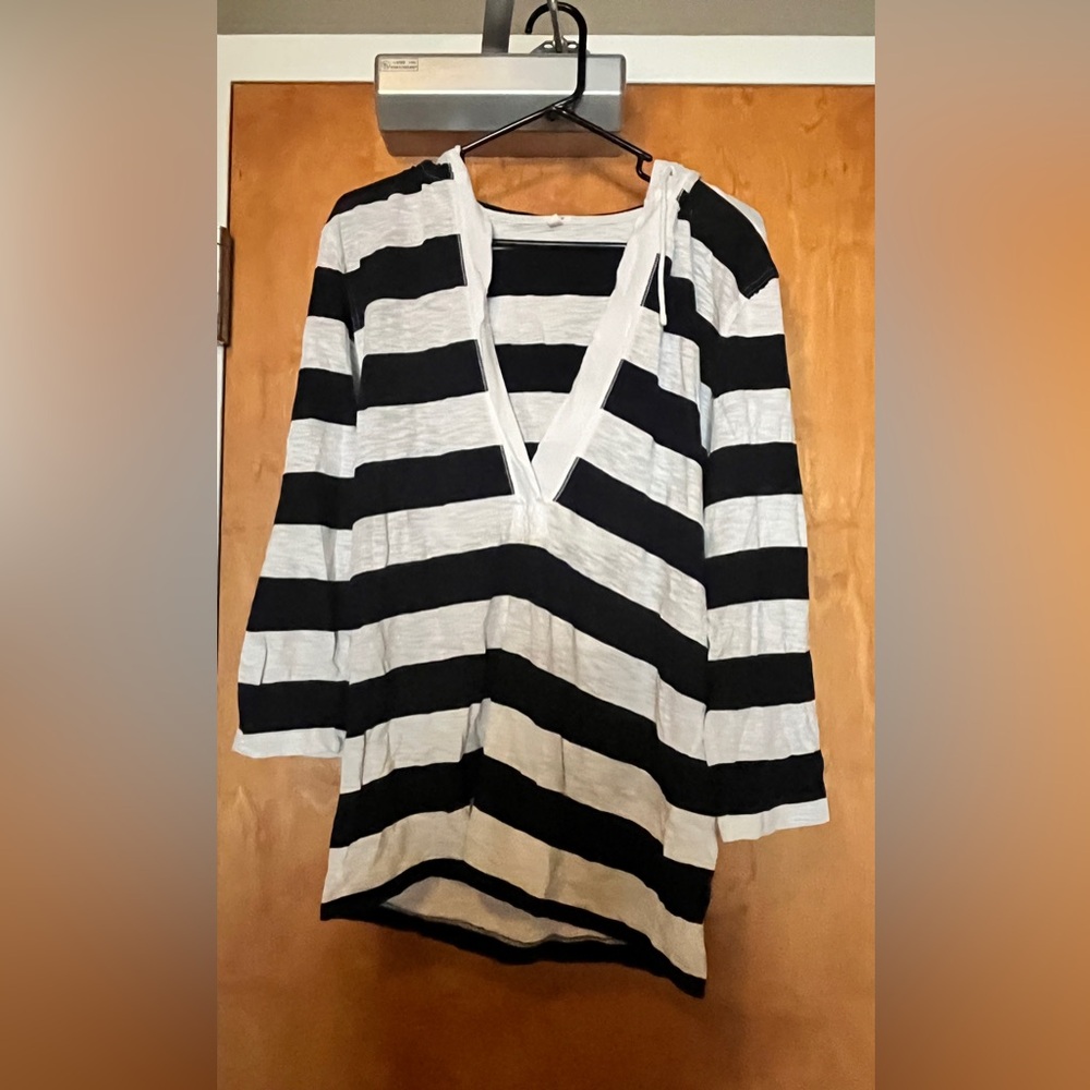 J. Crew Black and White Striped Blouse